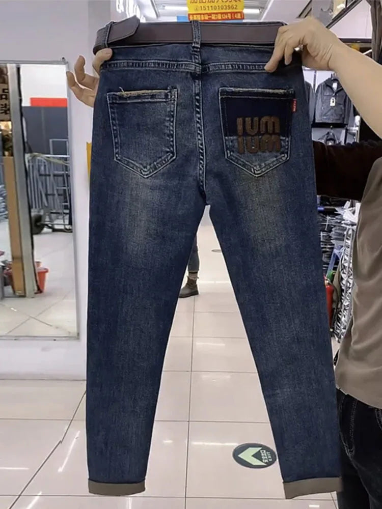 Y2k Women Jeans 2024 New High-waisted Large Size Women's Pants Radish Haren Pants Thin Stretch Nine Points Daddy Pants Fashion