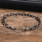Classic Rolo Chain Bracelets for Men Boys,Vintage Waterproof Stainless Steel Chain Links Wristband,Casual Jewelry Gifts