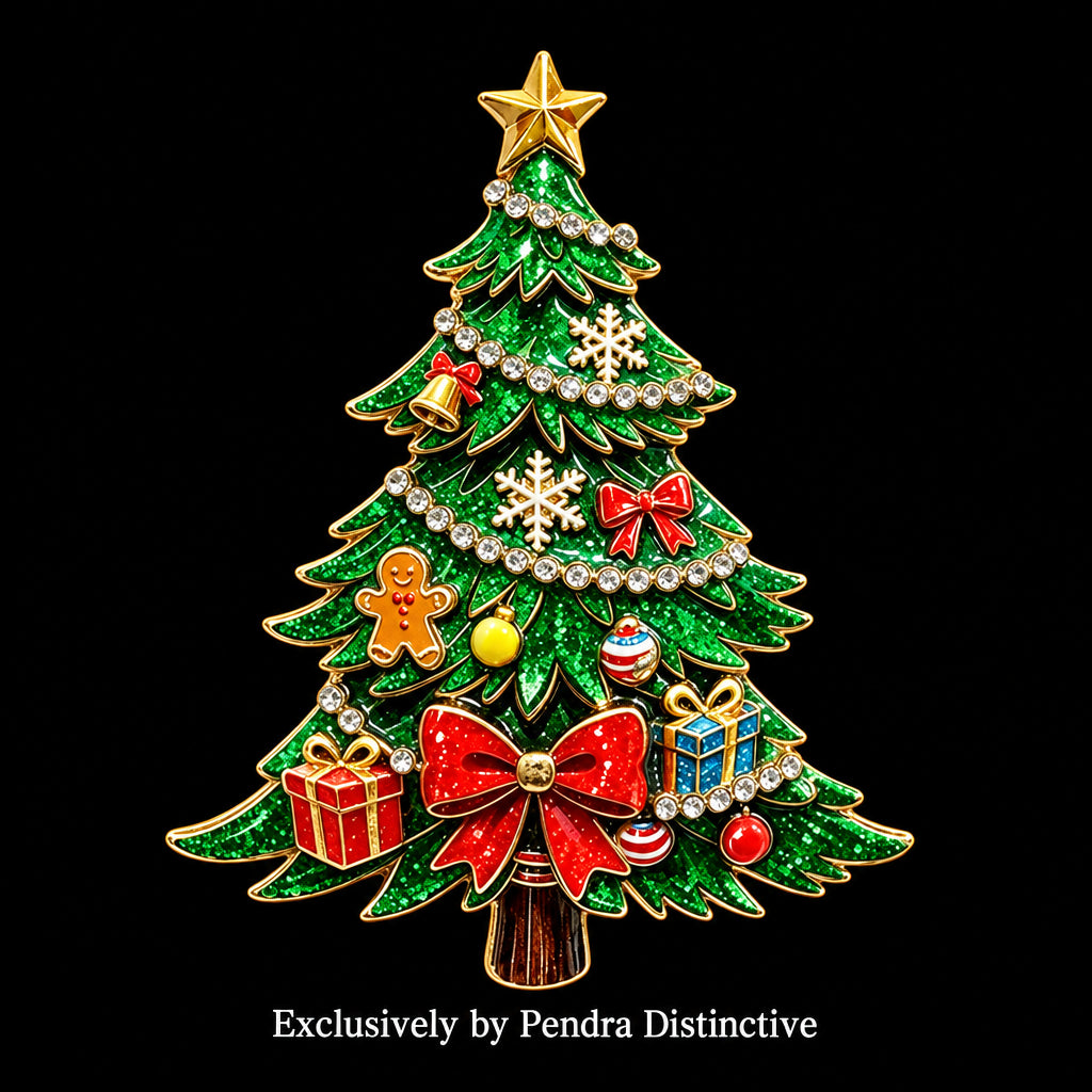PENDRA Noel Bowknot 2-Color Christmas Tree Brooch