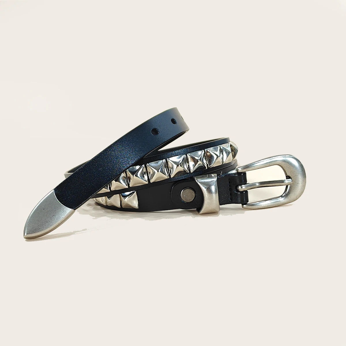 PENDRA Heralia Leather Black Rivet Studded Luxury Belt