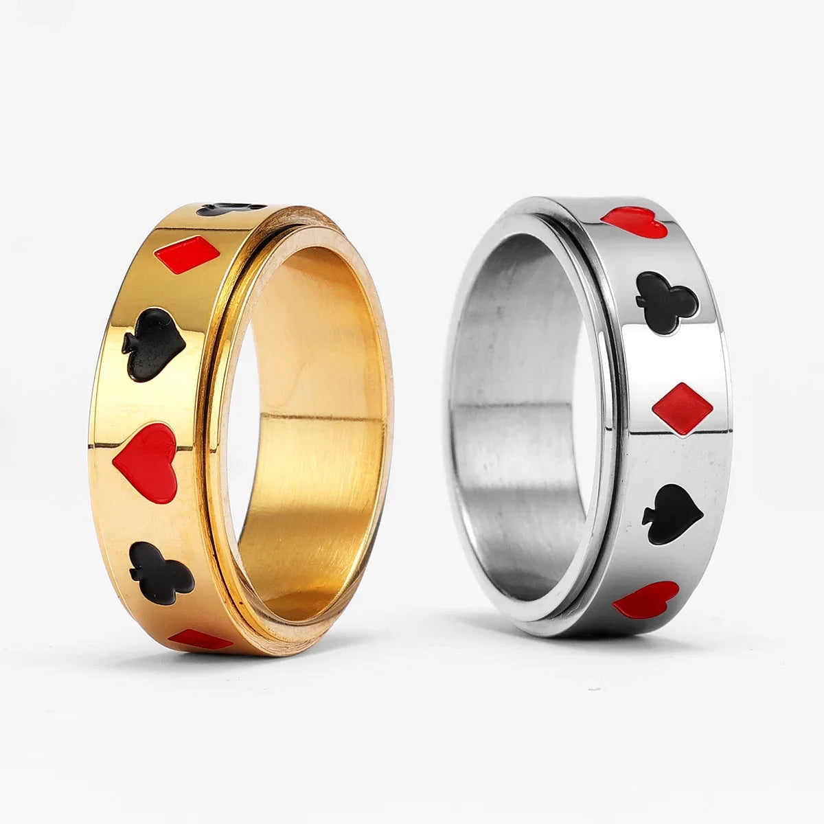 Lucky Poker Fidget Spinner Men Rings Stainless Steel Punk Luxury New In Women Jewelry Fashion Accessories Gift Wholesale