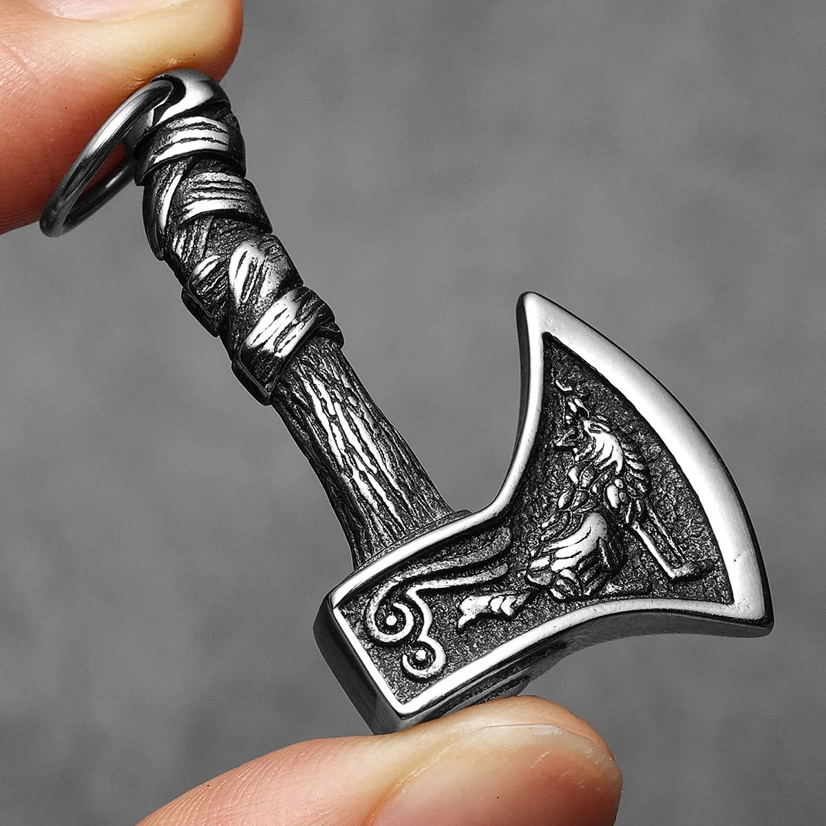 Viking Mythology Wolf Aex Men Necklaces Stainless Steel Pendant Chain Women Punk Fashion Jewelry New Accessories Gifts Wholesale