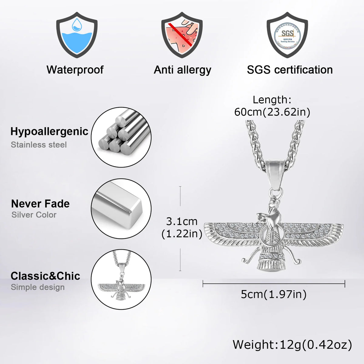 PENDRA Faravahar Eagle Pendant Necklace