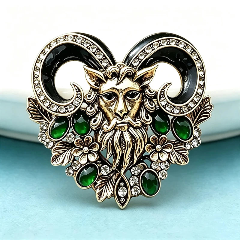 PENDRA Zodiac Heritage Rhinestone Goat Brooch