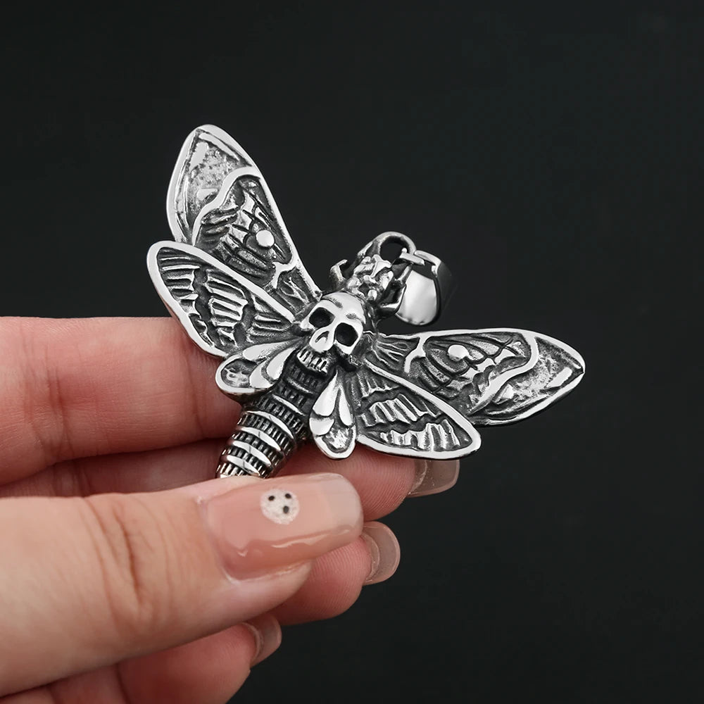 PENDRA Mothskull Stainless Steel Skull Moth Pendant