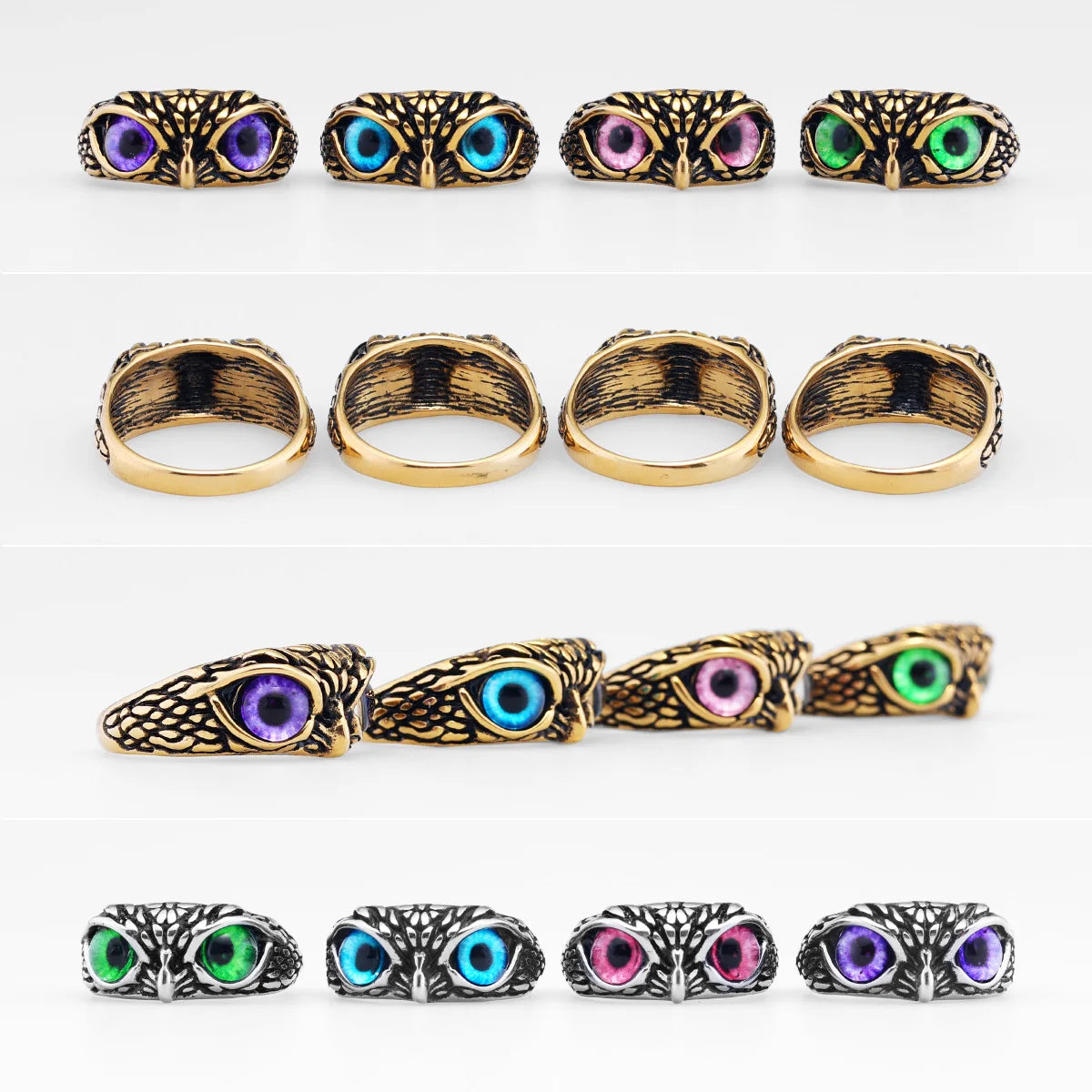 Multiple Color Cute Owl Stainless Steel Womens Mens Rings Punk for Gril Boyfriend Jewelry Creativity Gift Dropshipping Wholesale
