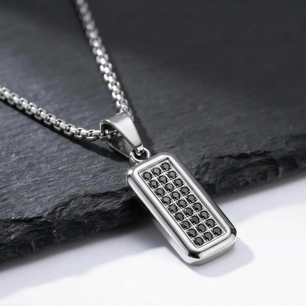 Stylish Men's Geometric Pendant Necklace for Men,314L Stainless Steel Square Pendant Necklace,Birthday Party Gift for Him Dad
