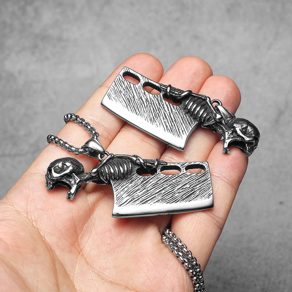 Skull Knife Simple Men Necklaces Stainless Steel Pendant Chain Women Punk Fashion Jewelry New In Accessories Gifts Wholesale