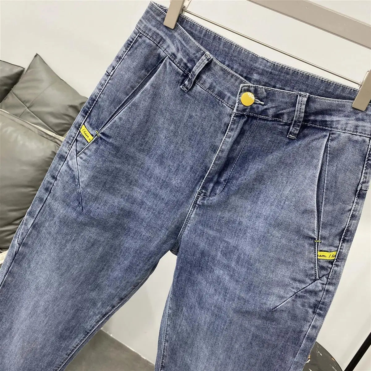Summer Luxury Korean Style Stretch Grey Men's Slim Trousers Classic Streetwear Casual Designer Cowboy Boyfriend Jeans for Men