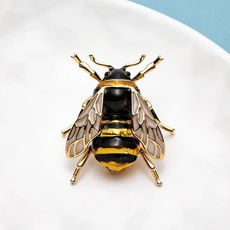 PENDRA Winged Wasp Enamel Insect Brooch