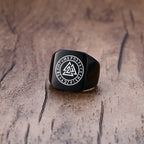 Men Viking Vegvisir Pirate Signet Ring, Free Custom Personalized Stainless Steel Finger Bands Ring for Boys, Amulet Jewelry Gift