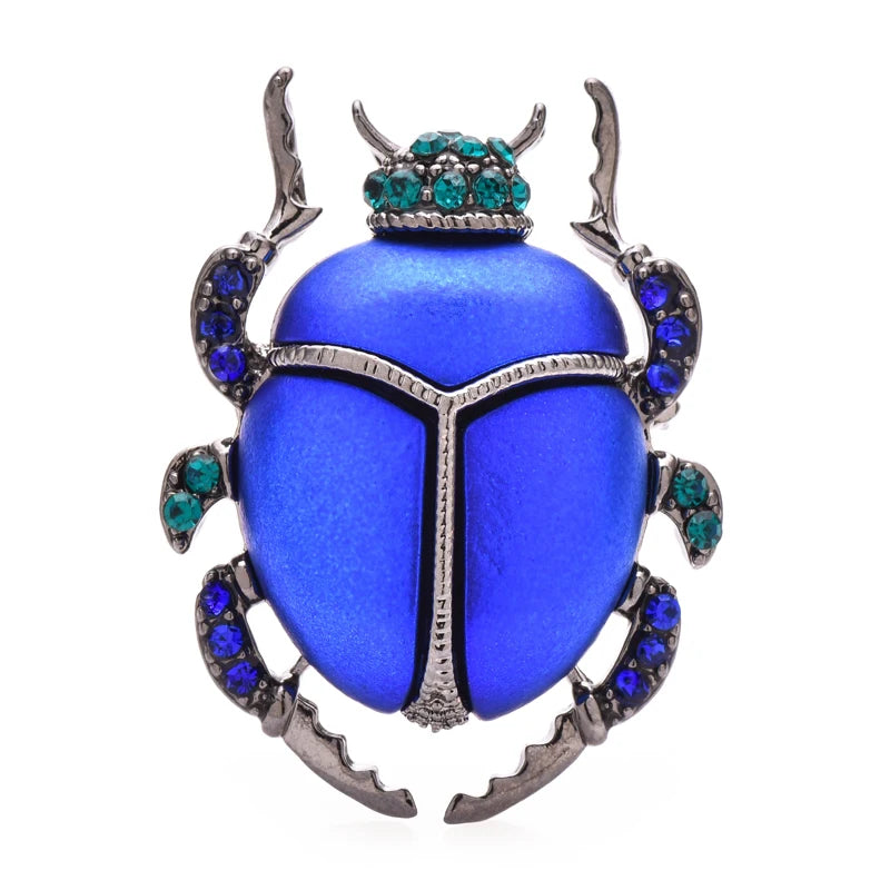 PENDRA Azure Beetle Blue Enamel Brooch