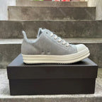 PENDRA Grey Horsehair Grey Leather Low-Top Lace-Up Thick-Sole Sneakers