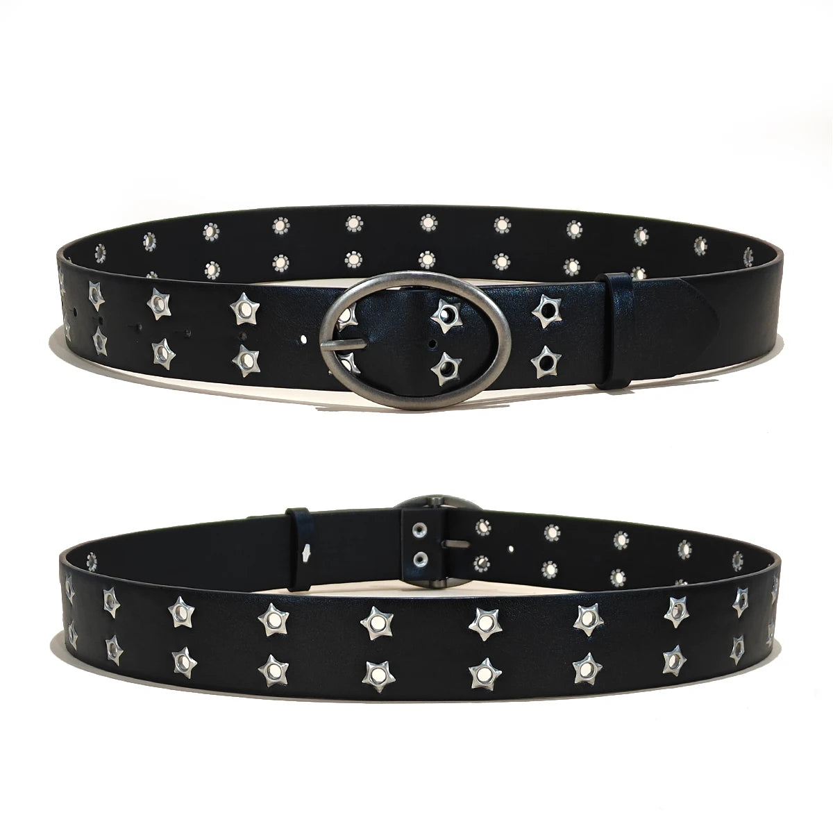 PENDRA Elarara Leather Black D-Buckle Star Belt