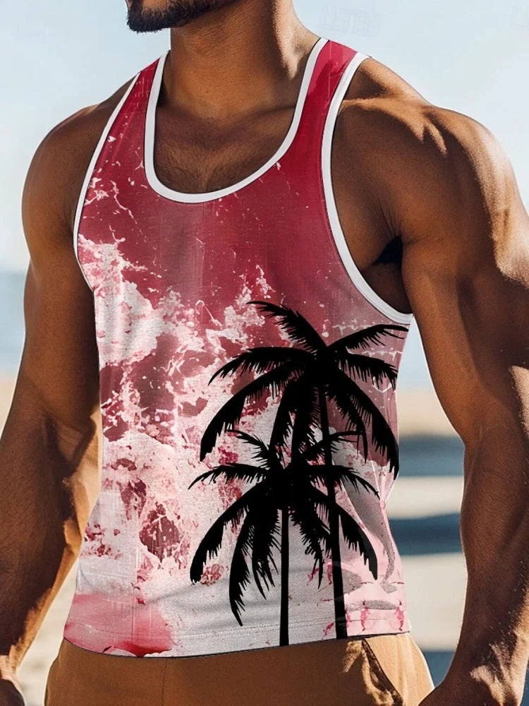 PENDRA Printed Sleeveless Palm T-Shirt
