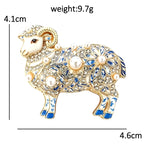PENDRA Regal Pearl Goat Zodiac Brooch