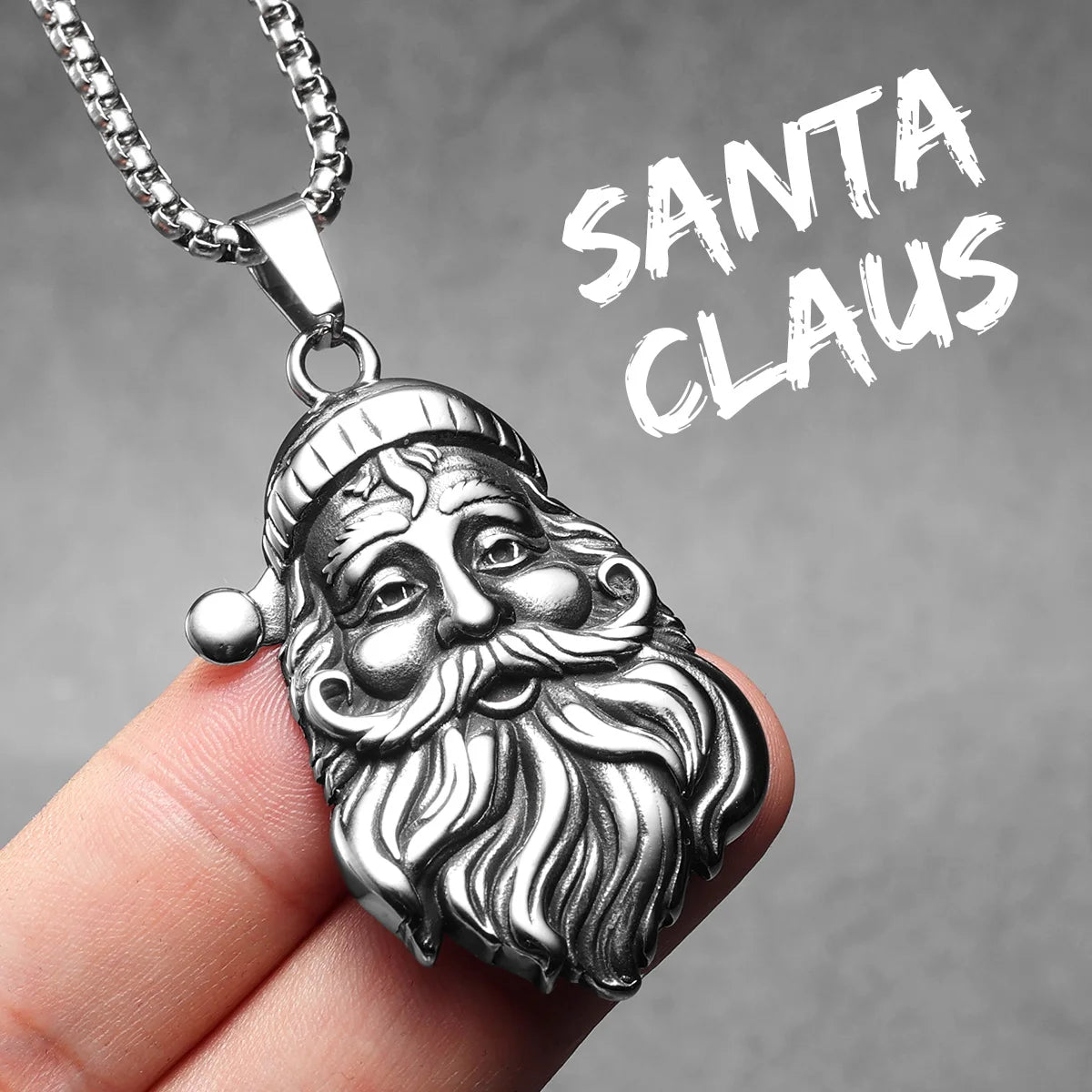 Merry Christmas Santa Claus Men Necklaces Stainless Steel Pendant Chain Women Fashion Jewelry Punk Accessories Gifts Wholesale