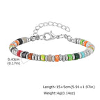 Men's Crystal Wheel Beads Bracelet,4mm Natural Stone Metal Wheel Beaded Bracelet,Adjustable Wristband Gift