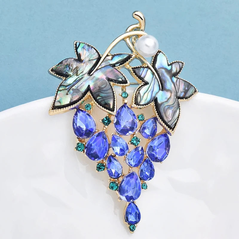 PENDRA Violetta Purple Rhinestone Grape Brooch