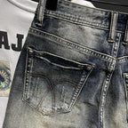 Harajuku Fashion Luxury Clothing Men's Knee-length Shorts Summer Denim Casual Jeans Vintage Washed  High-end Streetwear Shorts