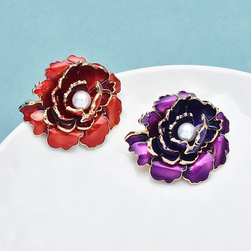 PENDRA Peonia Pretty Peony Flower Brooch