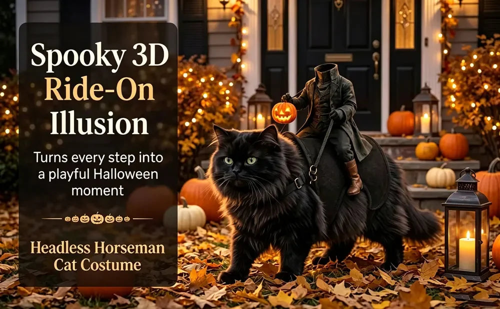 Funny Halloween Cat Dog Costume Headless Horseman Rider Pet Outfit for Small Dogs Cats Pumpkin Party Cosplay