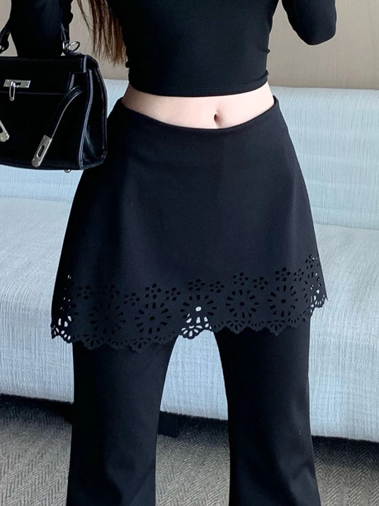 PENDRA Black Micro Flared Pants