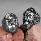 Stainless Steel Men Rings Gorilla Monkey Punk Hip Hop Cool Personality for Male Boyfriend Jewelry Creativity Gift Wholesale
