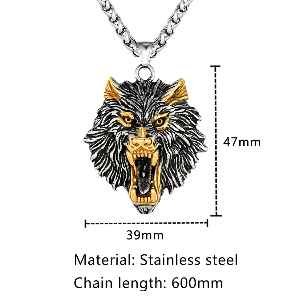 PENDRA Wolf Gold Viking Necklace