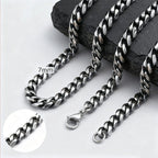 Classic Punk Cuban Chain Necklace for Men Women,Stainless Steel Grey Silver Gold Black Color Chain Link Collar,Wholesale Chain