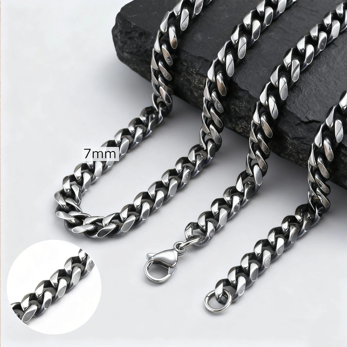 Classic Punk Cuban Chain Necklace for Men Women,Stainless Steel Grey Silver Gold Black Color Chain Link Collar,Wholesale Chain
