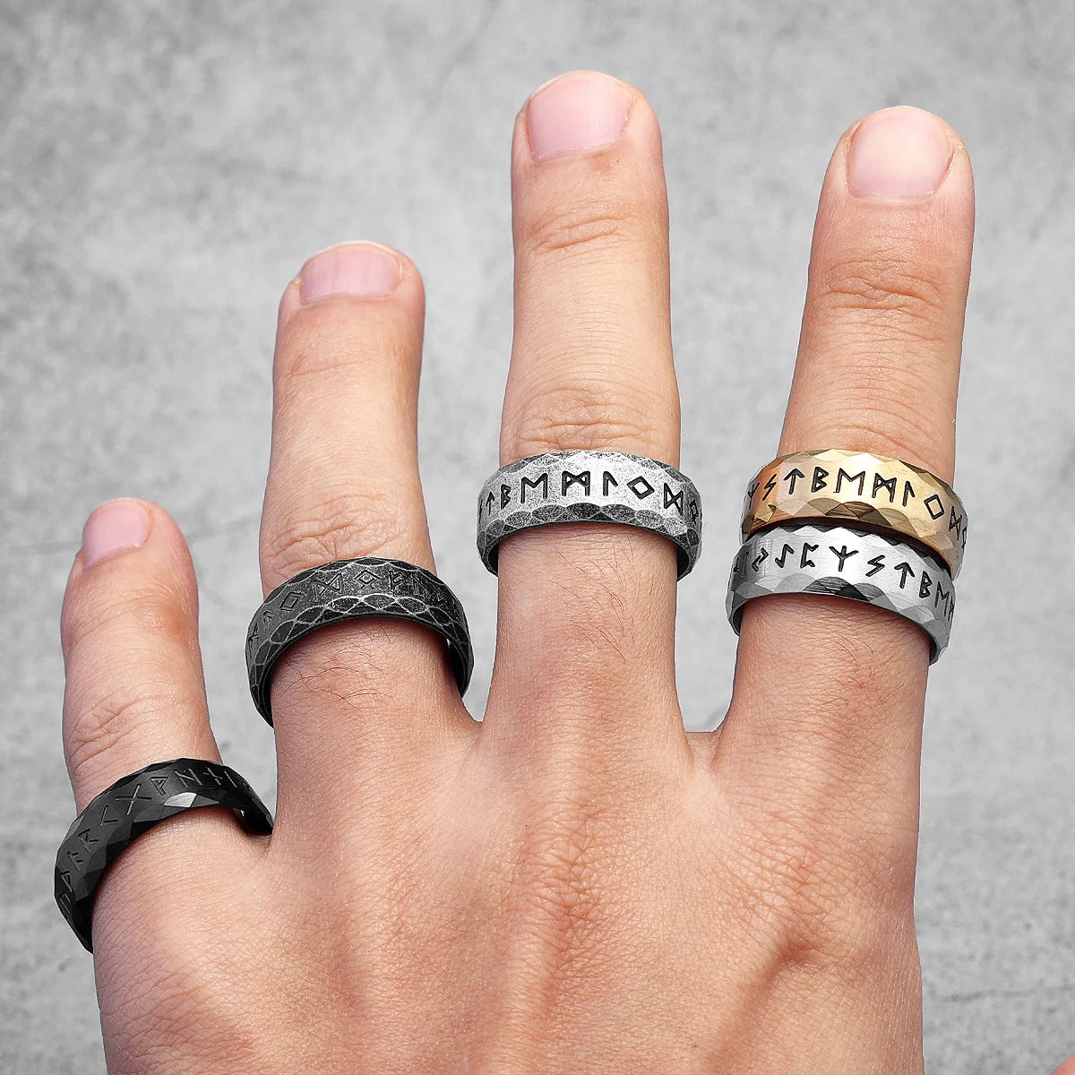 PENDRA Nordic Vikings Runes Steel Ring