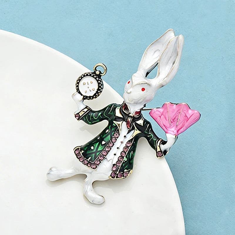 PENDRA Whimsy Enamel Rabbit Brooch