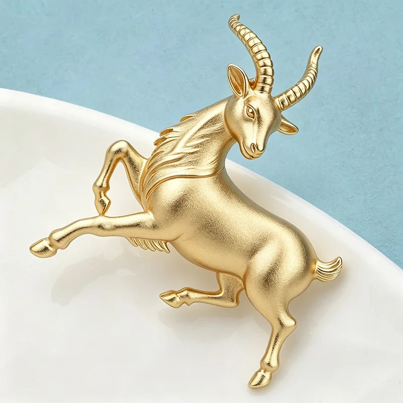 PENDRA Matte-gold Antelope Brooch