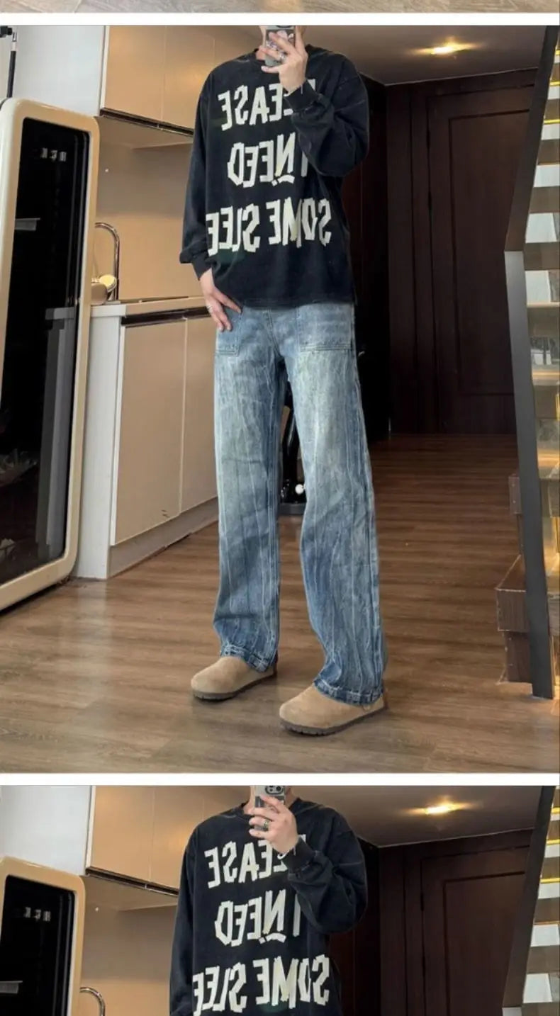 PENDRA Washed Cracked American Jeans
