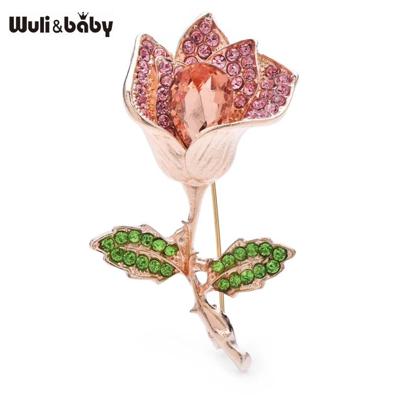 PENDRA Celestine Classic Rhinestone Flower Brooch