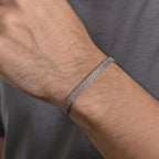 Trend Mesh Chain Bracelet for Men,Silver Color Adjustable Link Wristband,Hip Hop Punk Jewelry Gift
