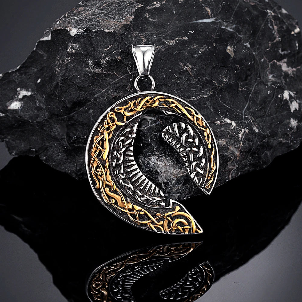 PENDRA Celtic Knot Rune Crow Necklace
