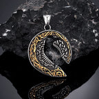 PENDRA Celtic Knot Rune Crow Necklace