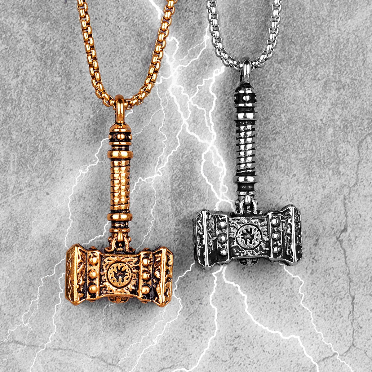 PENDRA Thor's Hammer Steel Necklace