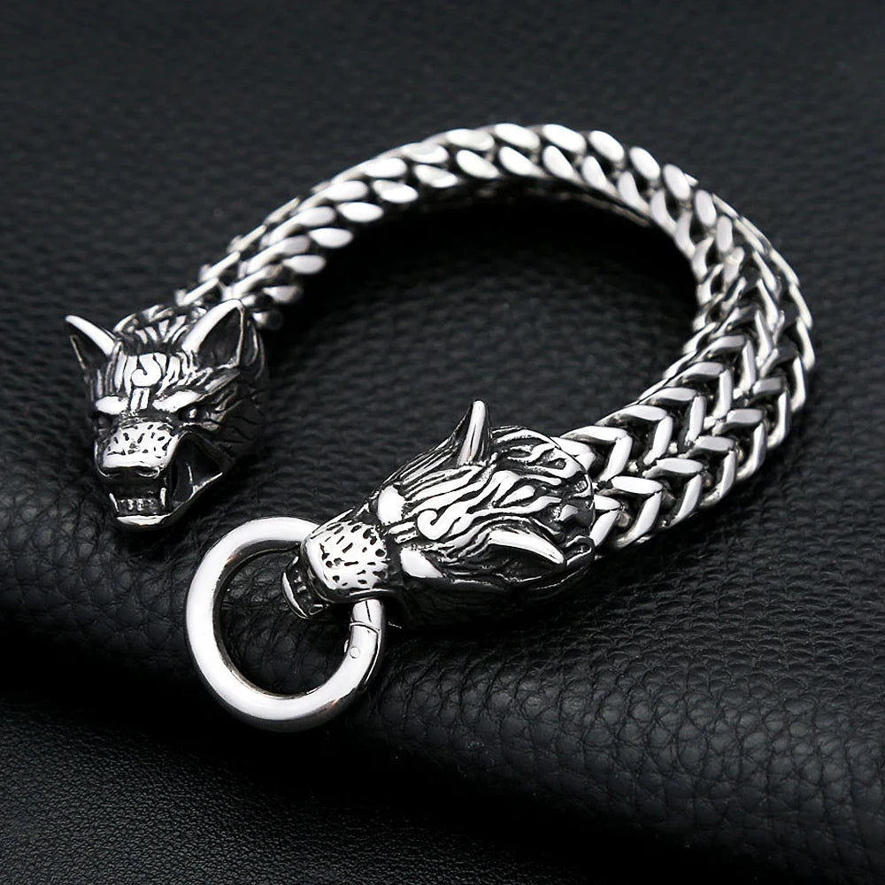 PENDRA Wolfduo Stainless Steel Double Wolf Bracelet