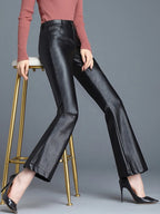 PENDRA Micro Flared Leather Fleece Pants