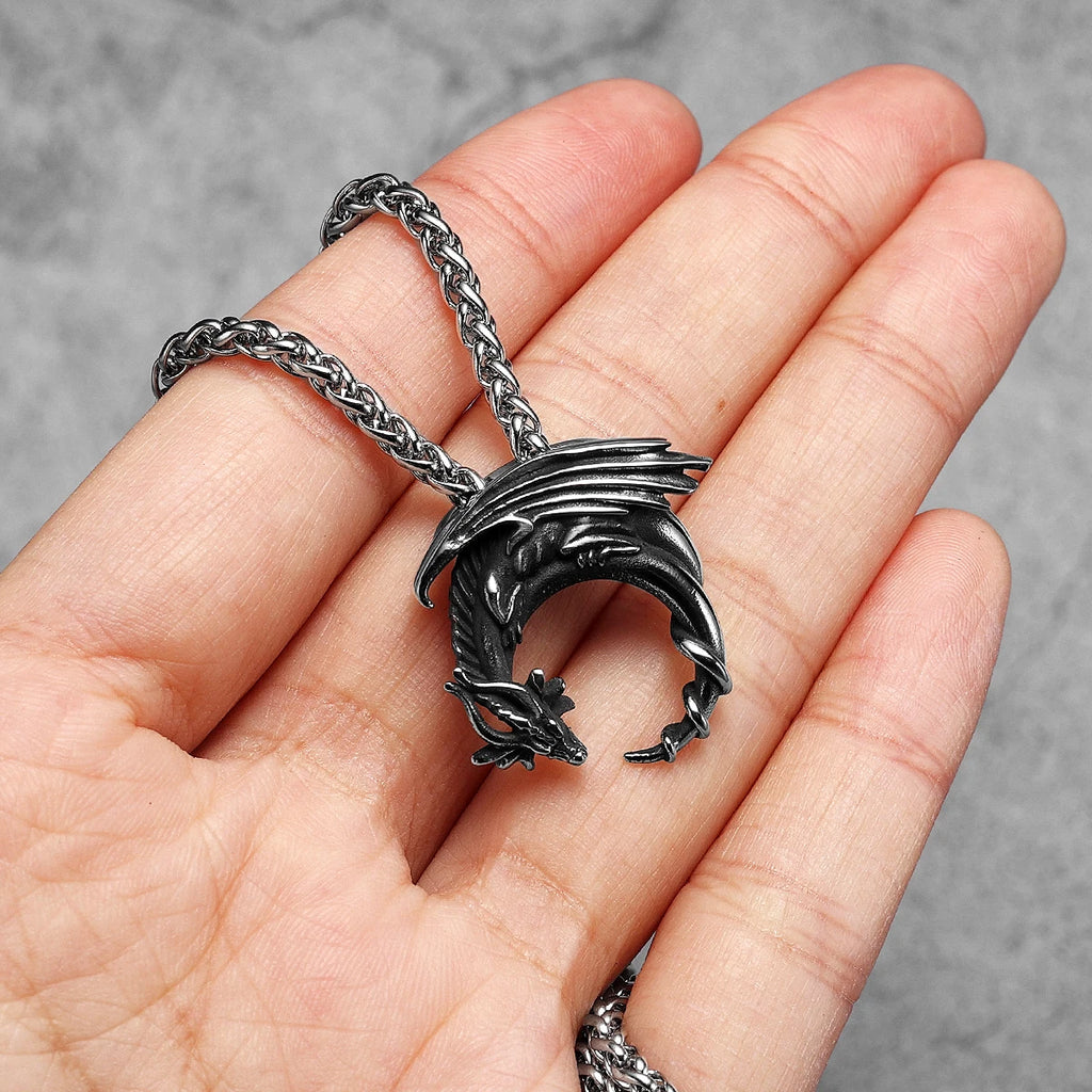 PENDRA Flying Dragon Steel Necklace