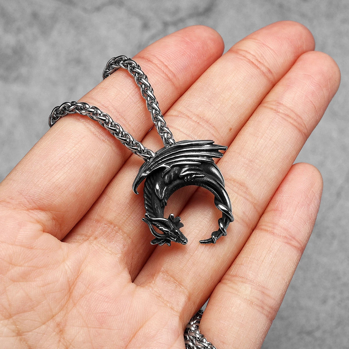 PENDRA Flying Dragon Steel Necklace
