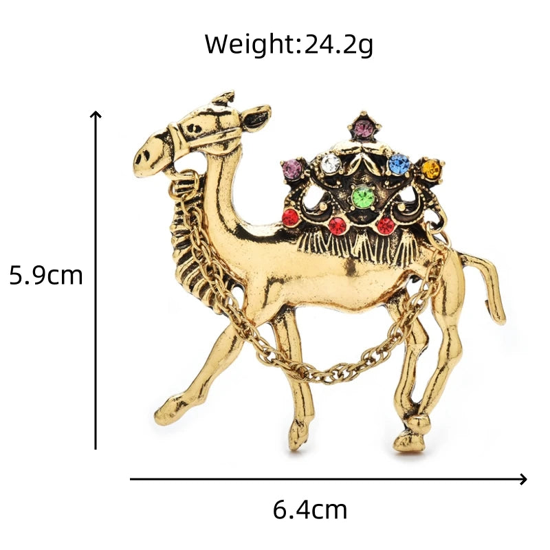 Wuli&baby Vintage Lovely Camel Brooches For Women Men Multicolor Rhinestone Desert Animal Party Casual Brooch Pins Gifts