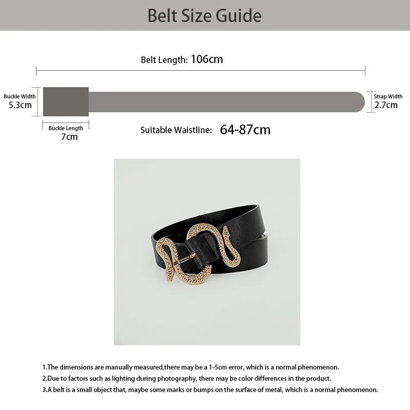 Women's Belt Trend Retro Snake Buckle Belt Fashion Casual Pu Leather Belt With Dress Jeans Belts Gift For Women and Girlfriend