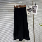 2025 winter new niche fashion solid color wide waistband drooping sensation and plush loose velvet wide leg pants