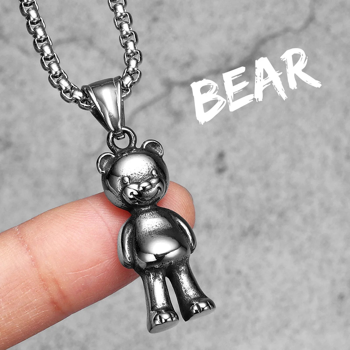 PENDRA Teddy Bear Cute Steel Necklace