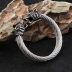 PENDRA Wolfcrest Viking Double Wolf Head Bracelet