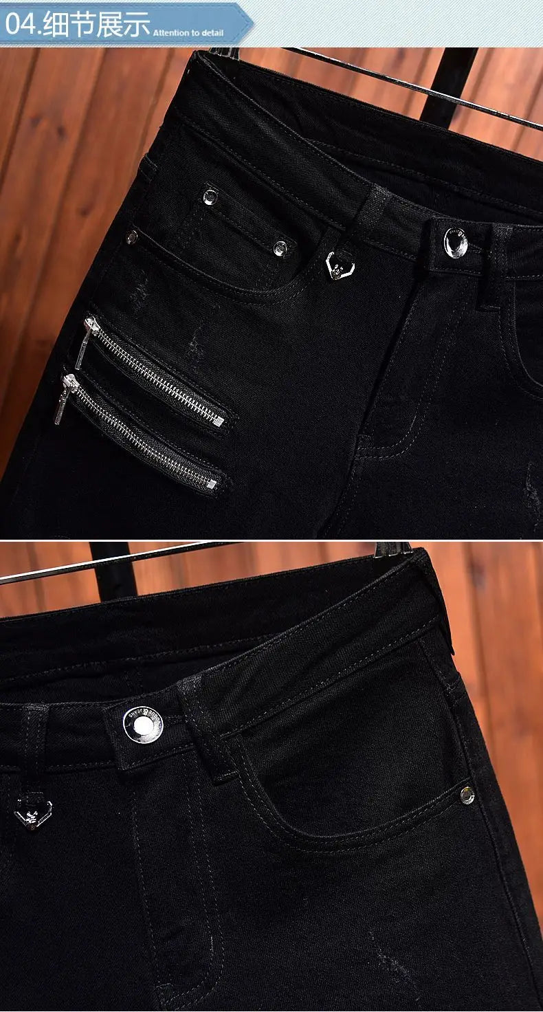 PENDRA Korean Black Elastic Jeans
